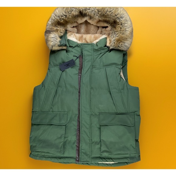 Jordan Graig Yukon Puffer Vest Faux Fur Heavy Jacket Lined Green Men Sz XL NWT